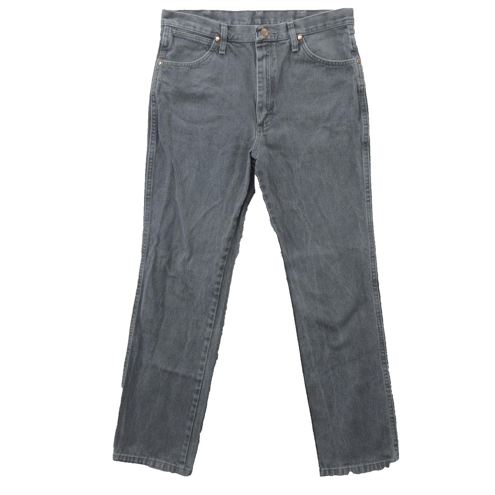 Wrangler Jeans Mens 35x31 Gray Denim Straight Leg 5-Pocket Classic Fit Rivets